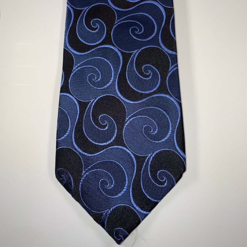 Silk Dolce & Gabbana Tie - Black W/Blue Jacquard Swirl Pattern - EUC